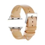 Apple Watch Csatos Bőr Szíj - Bézs szíj, Ezüst csat, 38/40/41 mm