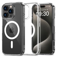 Kép 1/3 - Apple iPhone 16 Pro, Műanyag hátlap védőtok + szilikon keret, Magsafe töltővel kompatibilis, FlexAir Hybrid Magsafe, átlátszó