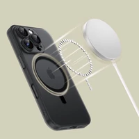Kép 2/4 - Apple iPhone 16 Pro, Műanyag hátlap védőtok + szilikon keret, közepesen ütésálló, Magsafe töltővel kompatibilis, Magslim Magsafe, áttetsző/fekete