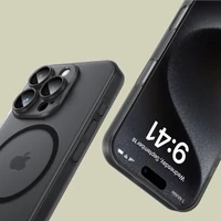 Kép 3/4 - Apple iPhone 16 Pro, Műanyag hátlap védőtok + szilikon keret, közepesen ütésálló, Magsafe töltővel kompatibilis, Magslim Magsafe, áttetsző/fekete