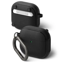 Kép 2/5 - Bluetooth fülhallgató töltőtok tartó, szilikon, vezeték nélküli töltés támogatás, Magsafe kompatibilis, karabiner, Apple AirPods 4 kompatiblis, Ringke Onyx Magnetic, fekete