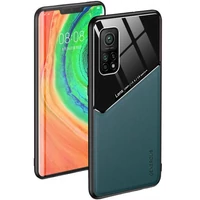 Kép 1/8 - Apple iPhone XS Max, Szilikon tok, bőr és plexi hátlap, közepesen ütésálló, mágneses tartóval kompatibilis, Wooze Texture, zöld