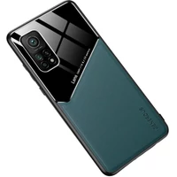 Kép 2/8 - Apple iPhone XS Max, Szilikon tok, bőr és plexi hátlap, közepesen ütésálló, mágneses tartóval kompatibilis, Wooze Texture, zöld