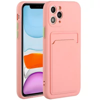 Kép 1/4 - Apple iPhone 11 Pro Max, Szilikon tok, kártyatartóval, Wooze Card Slot, rózsaszín