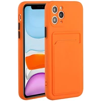 Kép 1/4 - Apple iPhone X / XS, Szilikon tok, kártyatartóval, Wooze Card Slot, narancssárga