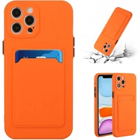 Kép 2/4 - Apple iPhone X / XS, Szilikon tok, kártyatartóval, Wooze Card Slot, narancssárga