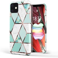 Kép 3/10 - Apple iPhone 13 Pro, Szilikon tok, sokszöges márvány minta, Wooze Geometric Marble, színes/zöld