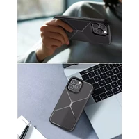 Kép 6/7 - Apple iPhone 13 Pro, Szilikon tok, közepesen ütésálló, légpárnás sarok, matt, csíkos minta, X-Line, kék