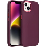 Kép 1/5 - Apple iPhone 7 / 8 / SE (2020) / SE (2022), Szilikon tok, közepesen ütésálló, fémhatású kamera keret, Frame Case, lila