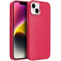 Kép 1/5 - Apple iPhone 7 / 8 / SE (2020) / SE (2022), Szilikon tok, közepesen ütésálló, fémhatású kamera keret, Frame Case, magenta