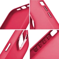 Kép 3/5 - Apple iPhone 7 / 8 / SE (2020) / SE (2022), Szilikon tok, közepesen ütésálló, fémhatású kamera keret, Frame Case, magenta