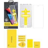 Kép 2/5 - Apple iPhone XR / 11, Kijelzővédő fólia, ütésálló fólia (az íves részre NEM hajlik rá!), Tempered Glass (edzett üveg), segéd kerettel, Wooze Gorilla Glass, Clear