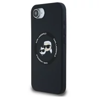 Kép 2/5 - Karl Lagerfeld Liquid Silicone K&CH Heads Apple iPhone 16e MagSafe tok, fekete