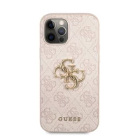 Kép 1/5 - Guess PU 4G Metal Logo Apple iPhone 12/12 Pro hátlap tok, rózsaszín