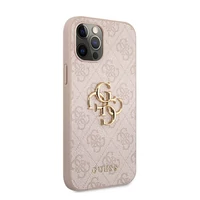 Kép 2/5 - Guess PU 4G Metal Logo Apple iPhone 12/12 Pro hátlap tok, rózsaszín