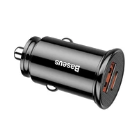 Kép 1/6 - Baseus Circular autós szivargyújtó gyorstöltő, USB-C + USB, 30W, fekete