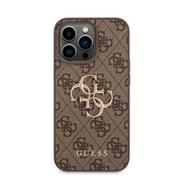 Kép 1/5 - Guess PU 4G Metal Logo Apple iPhone 14 Pro Max hátlap tok, barna
