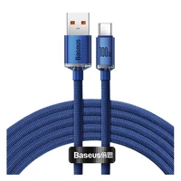 Kép 1/9 - Baseus Crystal Shine USB / USB-C töltő- és adatkábel, 100W, 2m, kék