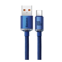 Kép 2/9 - Baseus Crystal Shine USB / USB-C töltő- és adatkábel, 100W, 2m, kék