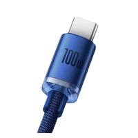 Kép 3/9 - Baseus Crystal Shine USB / USB-C töltő- és adatkábel, 100W, 2m, kék