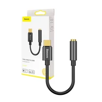 Kép 1/7 - Baseus L54 USB-C audioadapter + 3,5 mm-es mini jack, fekete