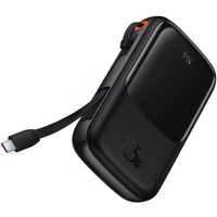 Kép 6/9 - Külső akkumulátor, 20000 mAh, 22.5W, Okostelefonhoz és TabletPC-hez, USB aljzat, USB Type-C aljzat, beépített USB Type-C kábellel, LED kijelzővel, gyorstöltés, Baseus QPOW, PPQD-I01, fekete