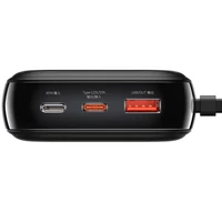 Kép 7/9 - Külső akkumulátor, 20000 mAh, 22.5W, Okostelefonhoz és TabletPC-hez, USB aljzat, USB Type-C aljzat, beépített USB Type-C kábellel, LED kijelzővel, gyorstöltés, Baseus QPOW, PPQD-I01, fekete
