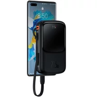Kép 8/9 - Külső akkumulátor, 20000 mAh, 22.5W, Okostelefonhoz és TabletPC-hez, USB aljzat, USB Type-C aljzat, beépített USB Type-C kábellel, LED kijelzővel, gyorstöltés, Baseus QPOW, PPQD-I01, fekete