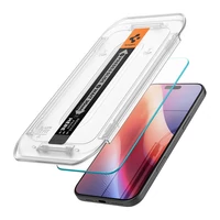 Kép 9/13 - Apple iPhone 16 Pro Max, Kijelzővédő fólia, ütésálló fólia (az íves részre is!), Tempered Glass (edzett üveg), Spigen Ez Fit, Clear, 2 db / csomag