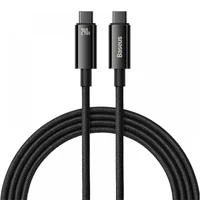 Kép 1/3 - USB Type-C töltő- és adatkábel, USB Type-C, 200 cm, 240W, törésgátlóval, gyorstöltés, PD, Baseus Tungsten Gold, CAWJ040101, fekete