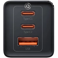 Kép 5/7 - Hálózati töltő adapter, 65W, USB aljzat, 2 x USB Type-C aljzat, USB Type-C - USB Type-C kábellel, gyorstöltés, PD 3.0, QC 3.0, GaN5, Baseus GaN5 Pro, fekete