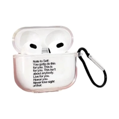 AirPods Átlátszó Ütésálló Szilikon Tok Grafikával - Fekete, AirPods Pro