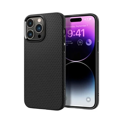 Spigen Liquid Air Ütésálló Szilikon Tok - Fekete, iPhone 14 Pro Max