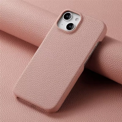iPhone Valódi Marhabőr Tok - Rozé, iPhone 15 Pro