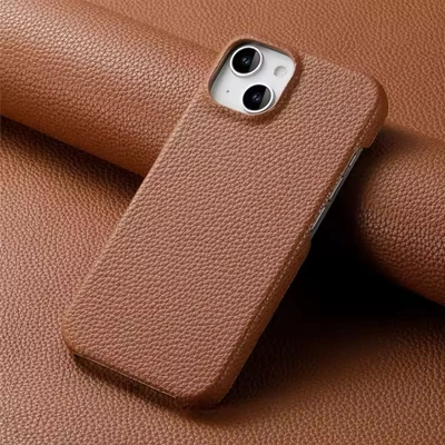 iPhone Valódi Marhabőr Tok - Barna, iPhone 13/14