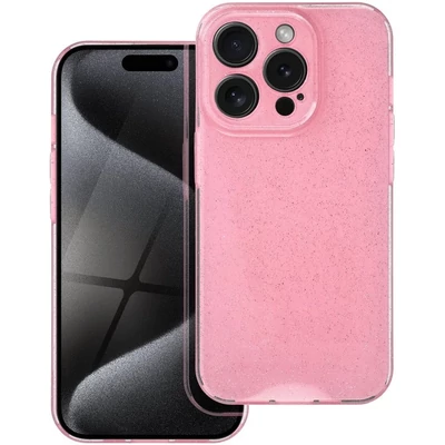 Apple iPhone 16e, Szilikon tok, 2 mm vastag, csillogó hátlap, rózsaszín