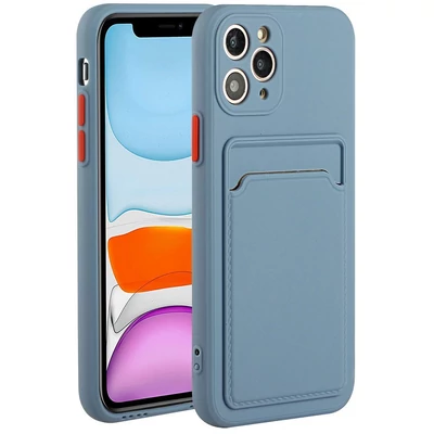 Apple iPhone 14 Pro Max, Szilikon tok, kártyatartóval, Wooze Card Slot, leander-szürke