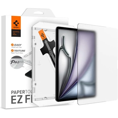 Apple iPad Air 13 (2024 / 2025), Kijelzővédő fólia, Matt, Spigen Paper Touch Ez Fit, Clear Prémium