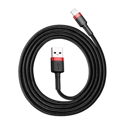 Baseus iPhone USB / Lightning adat/töltőkábel, 2,4A, 1m, Piros/Fekete