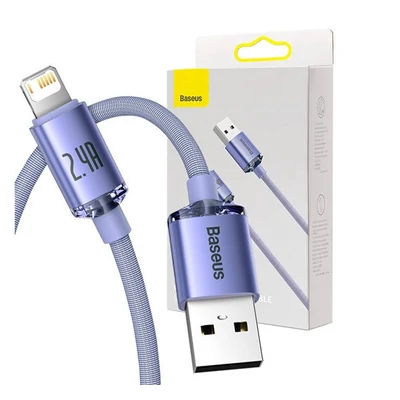 Baseus Crystal Shine USB - Lightning kábel, 2,4A, 1.2m, lila