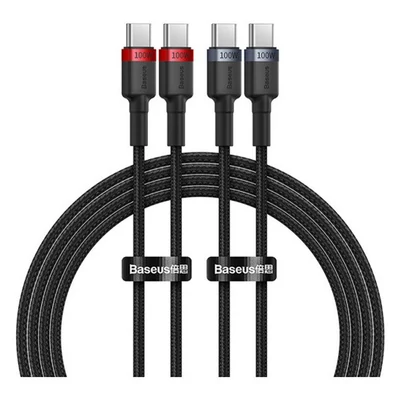 Baseus Cafule USB-C USB-C töltőkábel, 100W,1m, fekete-piros/fekete-szürke