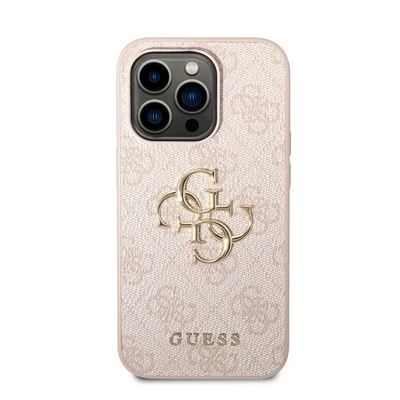 Guess PU 4G Metal Logo Apple iPhone 14 hátlap tok, rózsaszín