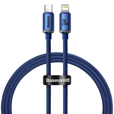 Baseus Crystal Shine USB-C-Lightning kábel, 20W, 1.2m, kék