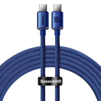 Baseus Crystal Shine USB-C-USB-C kábel, 100W, 2m, kék
