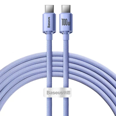 Baseus Crystal Shine USB-C-USB-C kábel, 100W, 2m, lila