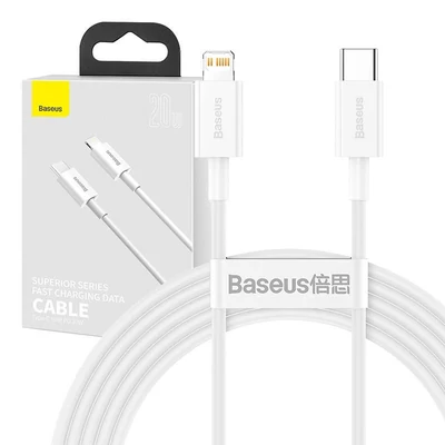 Baseus Superior Series USB-C-Lightning kábel, 20 W, PD, 2 m, fehér