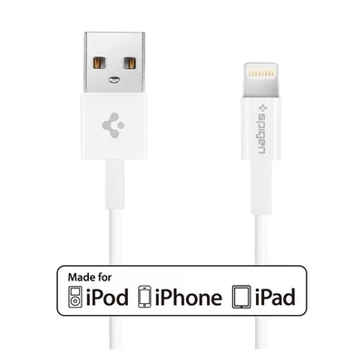 Spigen Essential C10LS Apple iPhone USB / Lightning töltő- és adatkábel, 1m, fehér, MFI