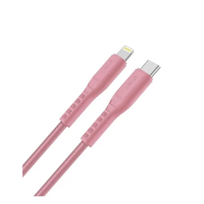 Uniq Flex USB-C / Lightning MFi töltő- és adatkábel, 1.2m, rózsaszín