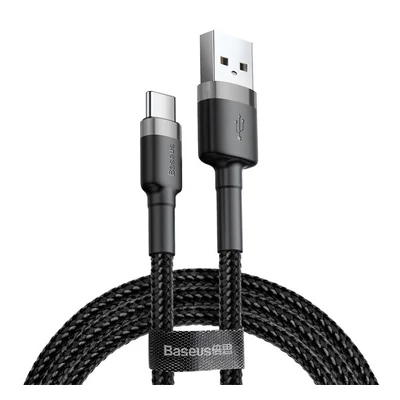 Baseus Cafule USB / USB-C töltő- és adatkábel, 2m, szürke/fekete