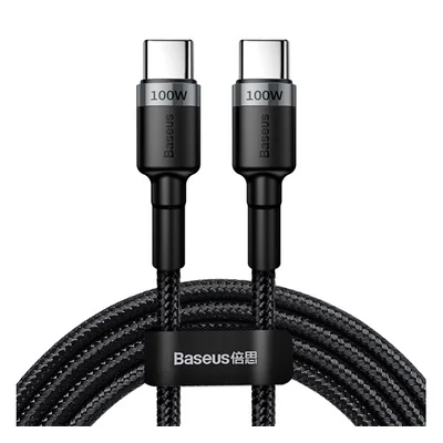 Baseus Cafule USB-C / USB-C töltő- és adatkábel, PD2.0, 2m, szürke/fekete